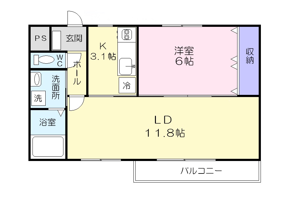 豊橋市大崎町のアパートの間取り