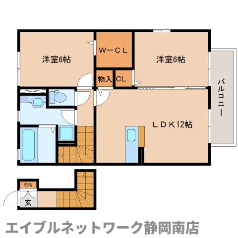 焼津市下小田のアパートの間取り