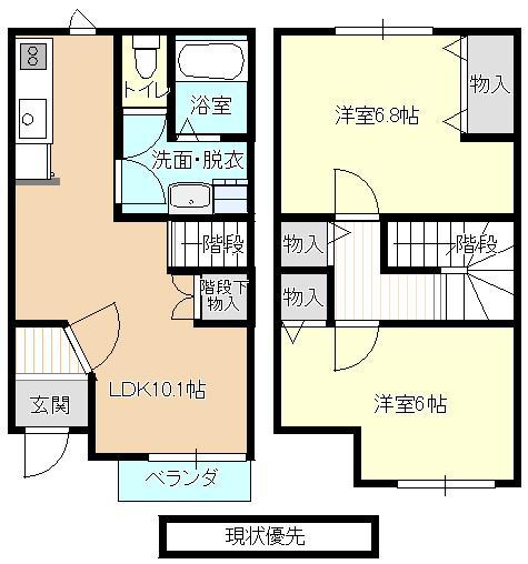 山形市鉄砲町のアパートの間取り