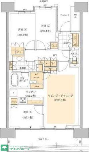 中央区晴海のマンションの間取り