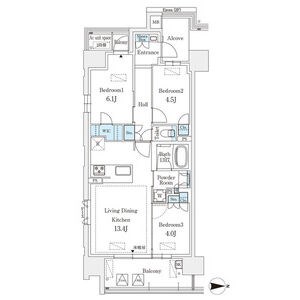 名古屋市中区丸の内のマンションの間取り