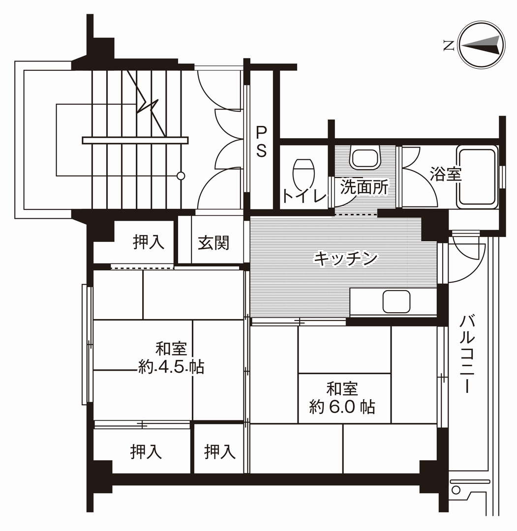 ビレッジハウス竹矢　2号棟の間取り