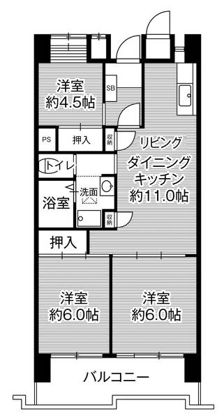 ビレッジハウス光南タワー1号棟の間取り