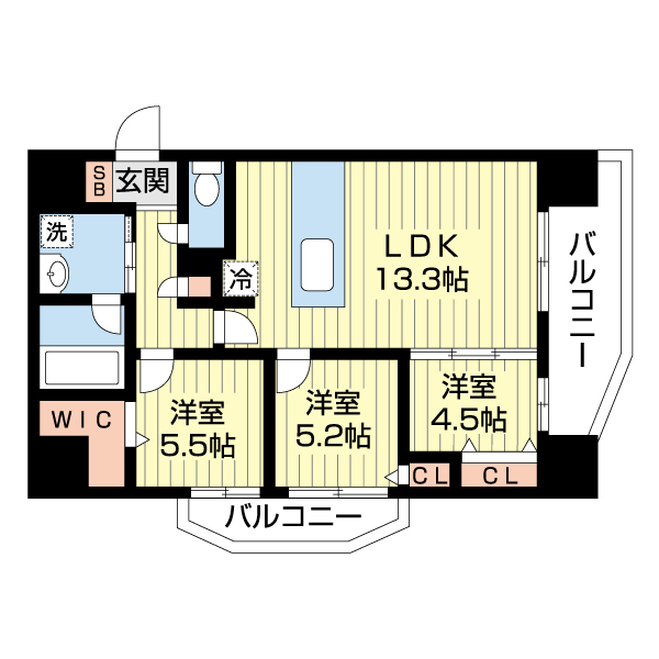 熊本市中央区帯山のマンションの間取り