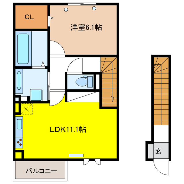 各務原市那加浜見町のアパートの間取り