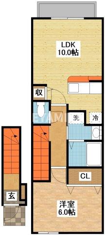 諫早市多良見町市布のアパートの間取り