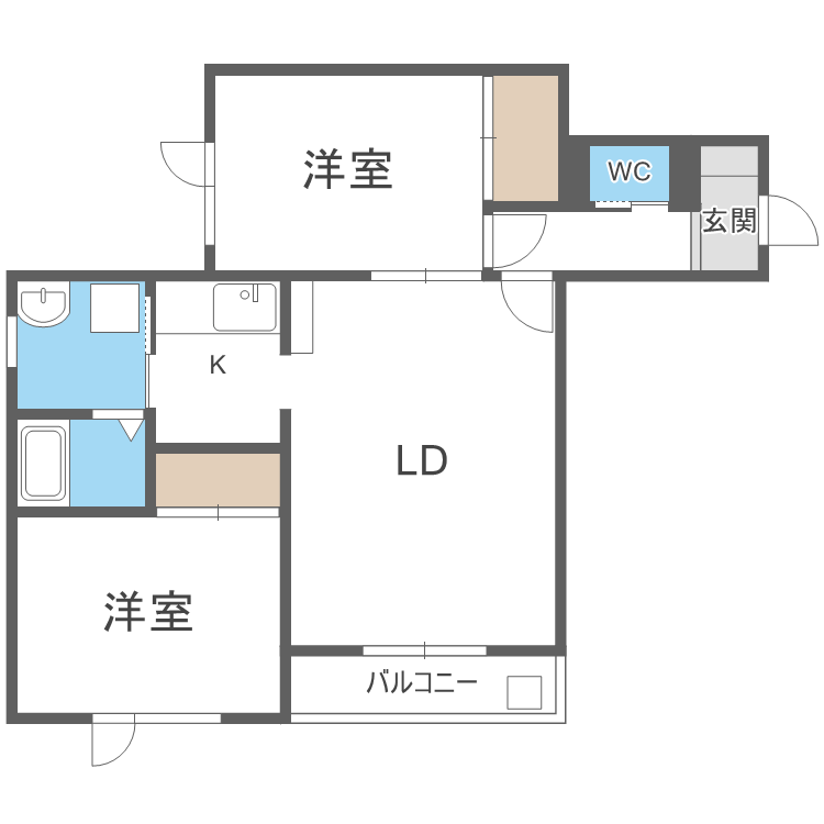 札幌市中央区北十四条西のアパートの間取り