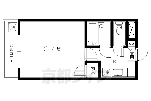 京都市左京区静市市原町のマンションの間取り