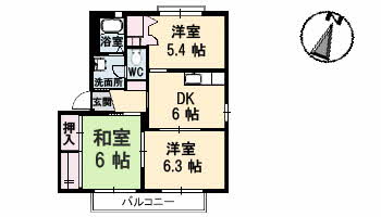 岡山市南区大福のアパートの間取り