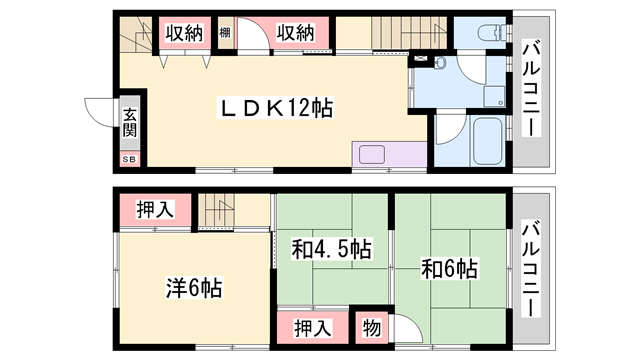 明石市田町のアパートの間取り