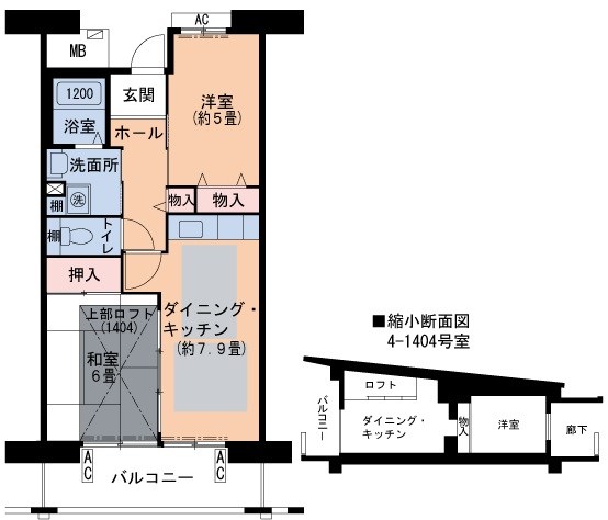 西宮市古川町のマンションの間取り