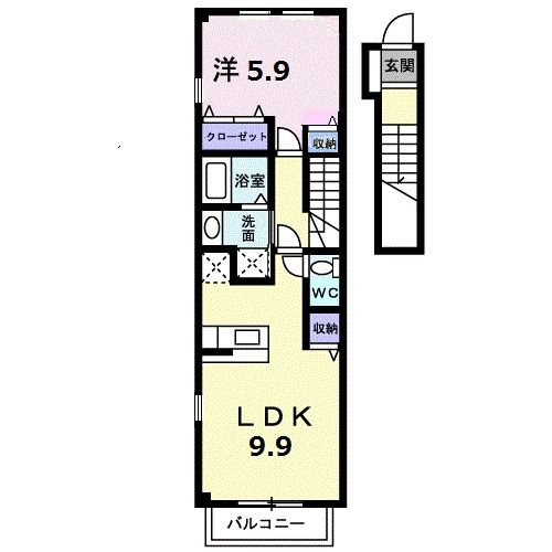 筑後市大字久富のアパートの間取り