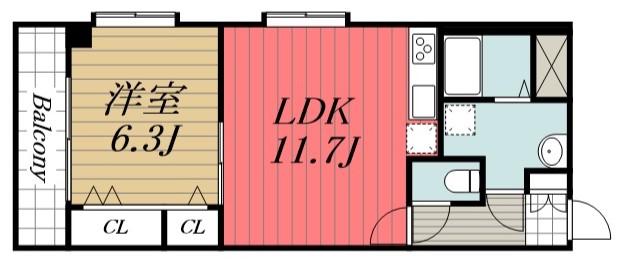 【千葉市中央区新千葉のマンションの間取り】