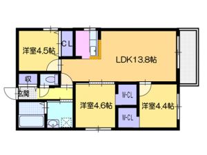 【札幌市白石区北郷四条のマンションの間取り】