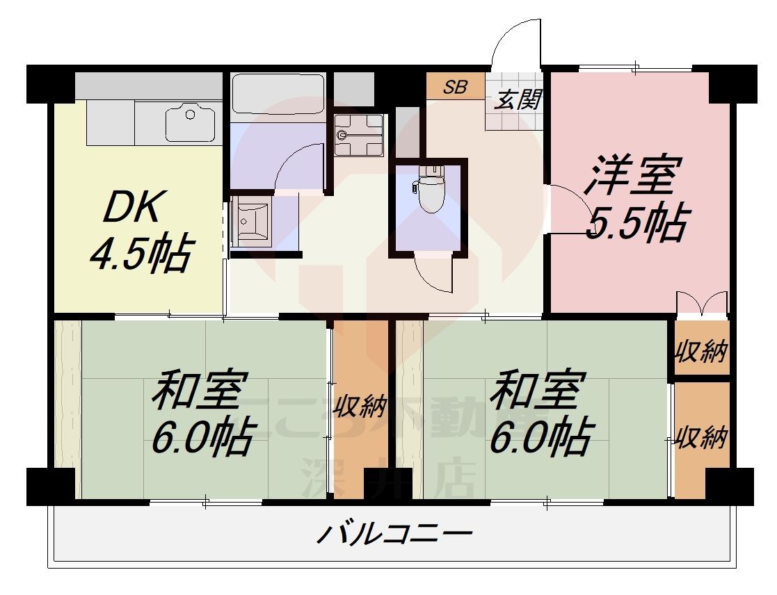 堺市西区草部のマンションの間取り