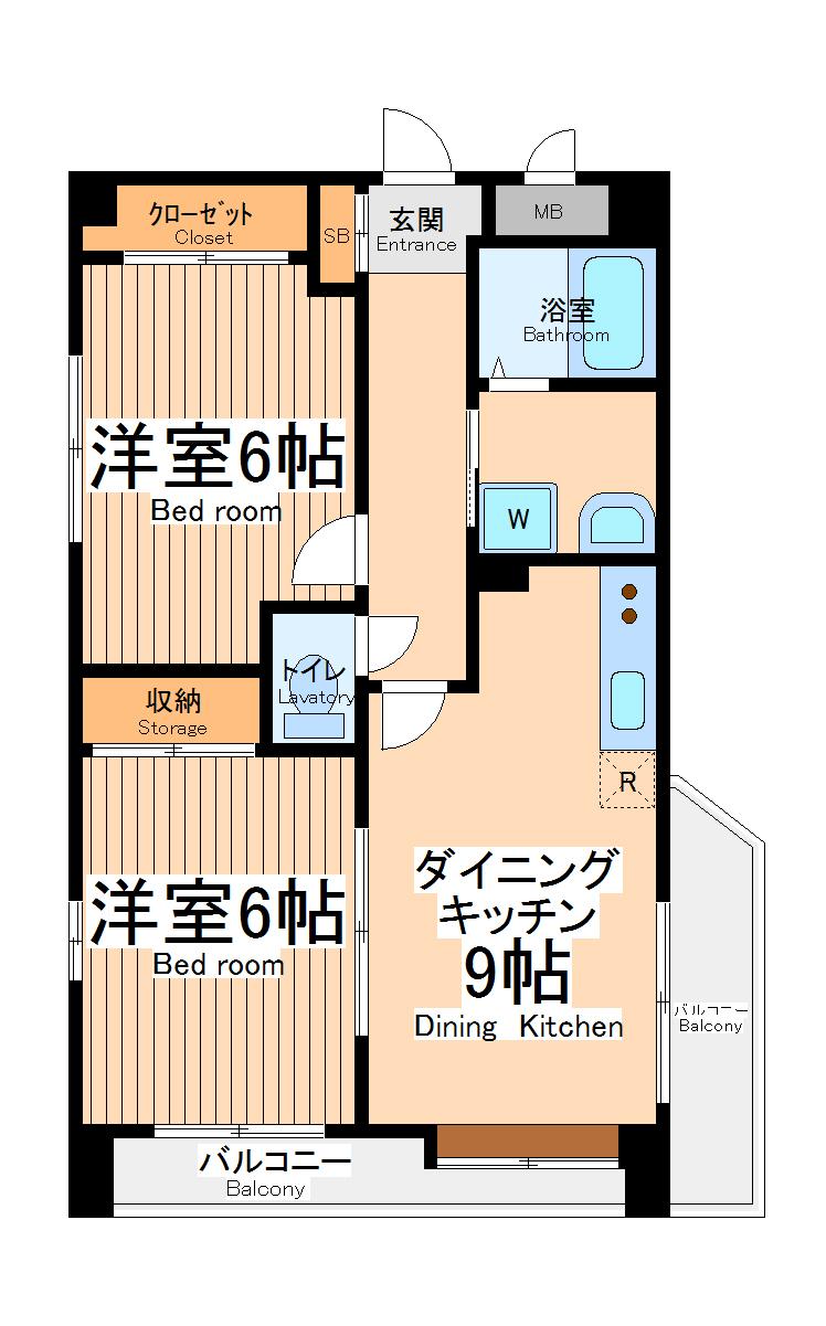 府中市美好町のマンションの間取り