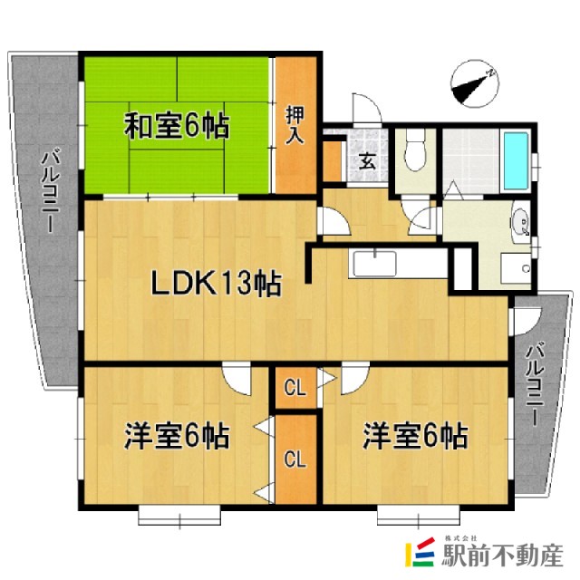 筑紫野市二日市南のマンションの間取り