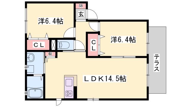 姫路市網干区田井のアパートの間取り