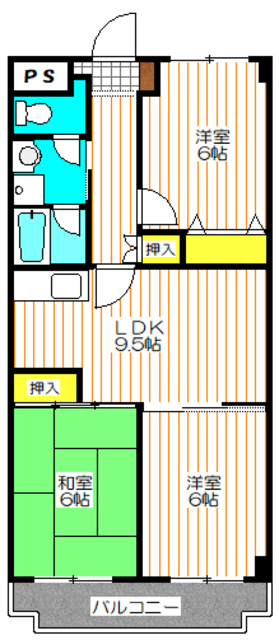 多摩市南野のマンションの間取り