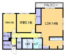 札幌市北区麻生町のマンションの間取り