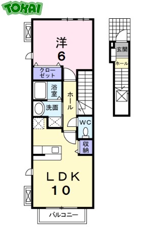 松阪市大黒田町のアパートの間取り