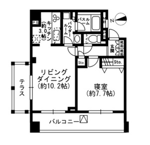 新宿区荒木町のマンションの間取り