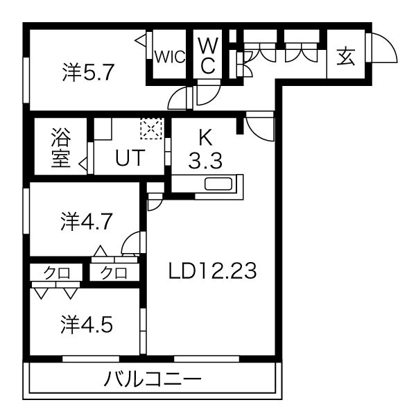 アルファスクエア北12東2の間取り