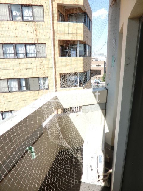 バルコニー　防鳥ネットが施工してあります