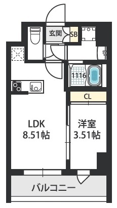 近鉄大阪線 今里駅 徒歩6分 12階建 築3年の間取り写真