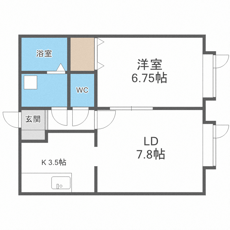 札幌市手稲区西宮の沢一条のアパートの間取り