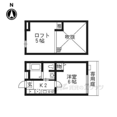 【京都市中京区西ノ京西月光町のアパートの間取り】