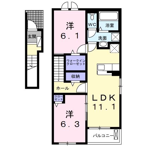 神栖市深芝のアパートの間取り