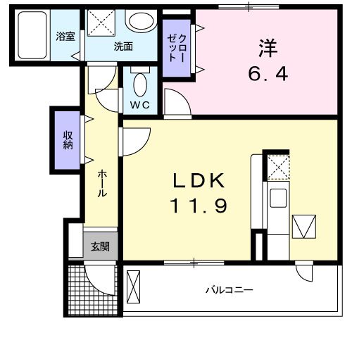 常陸大宮市栄町のアパートの間取り