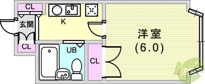 神戸市灘区箕岡通のマンションの間取り