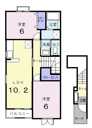 足利市小俣町のアパートの間取り