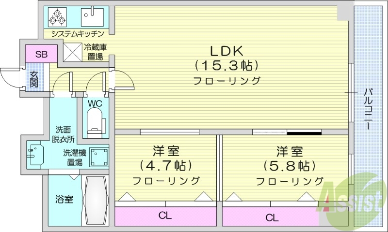 TEADA北4条の間取り