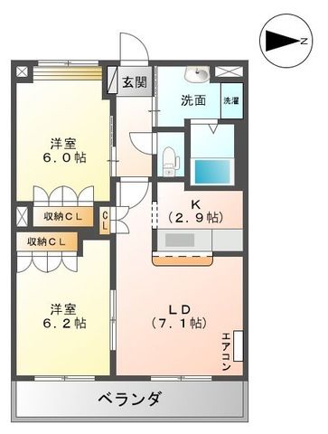 富山市婦中町富崎のアパートの間取り