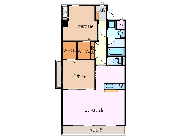 津市西丸之内のマンションの間取り