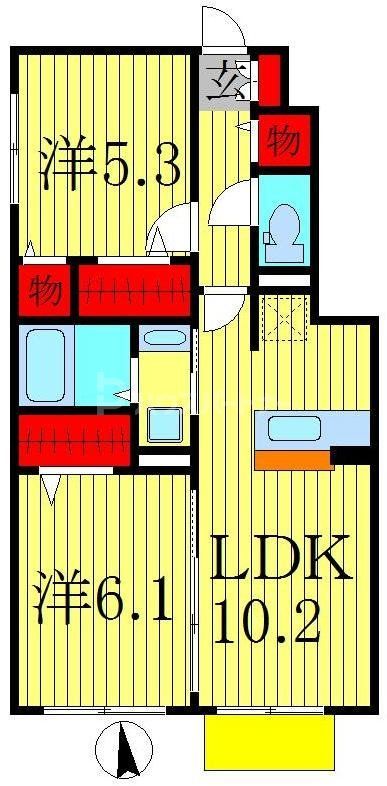 松戸市六実のアパートの間取り