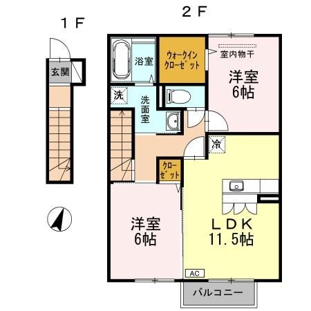 プランドール安岡III　B棟の間取り