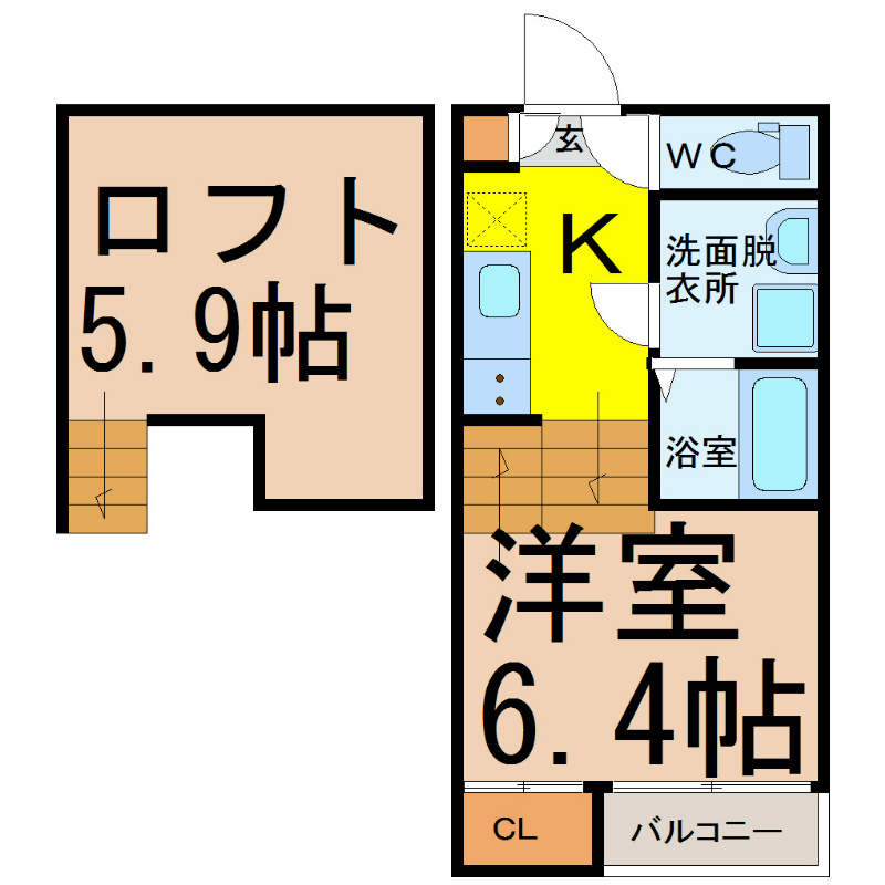 名古屋市瑞穂区浮島町のアパートの間取り