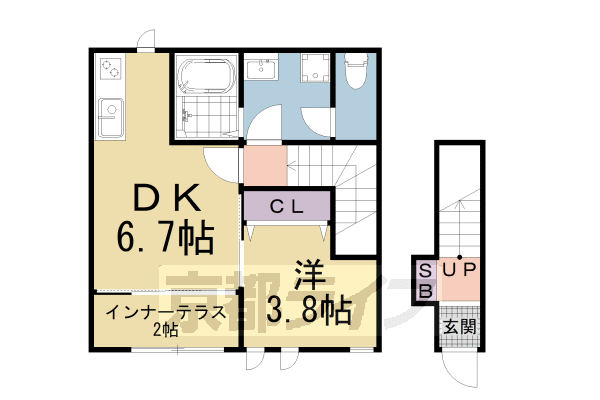 大津市横木のアパートの間取り