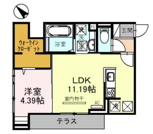 姫路市安田のアパートの間取り