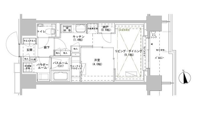 パークスフィア牛込神楽坂の間取り