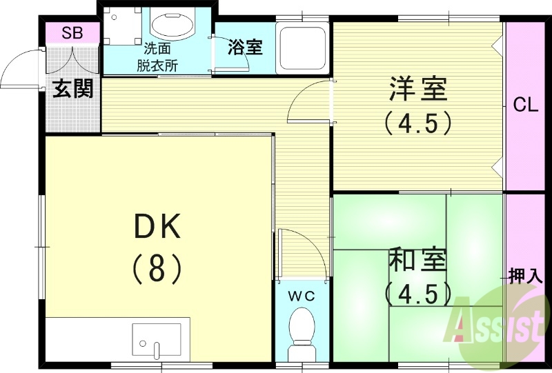 神戸市長田区五番町のアパートの間取り