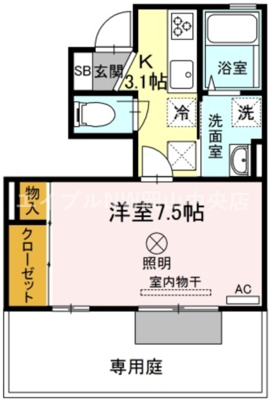 岡山市北区高柳東町のアパートの間取り