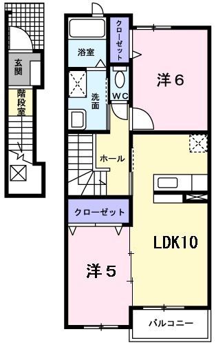 太田市安良岡町のアパートの間取り