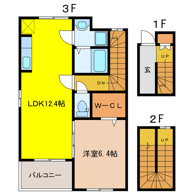 大垣市横曽根のアパートの間取り