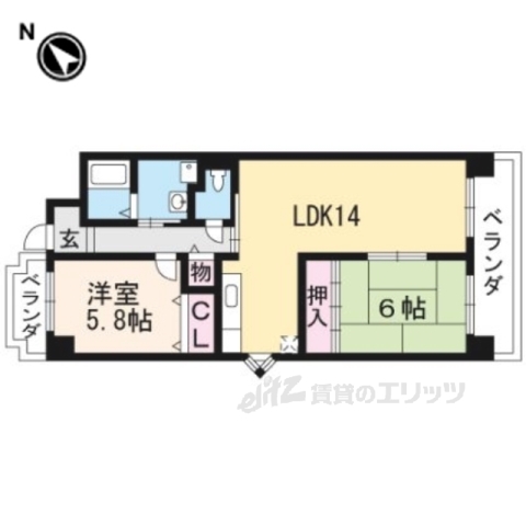 【草津市西大路町のマンションの間取り】