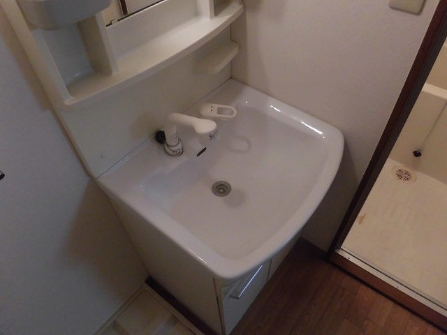 洗面設備　シャンプードレッサー付きの独立洗面台です。